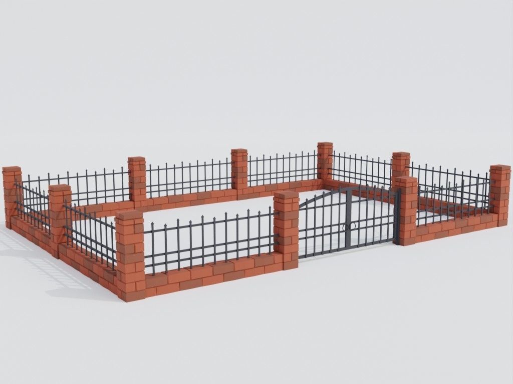 Low poly set of fences Low-poly 3D model_14