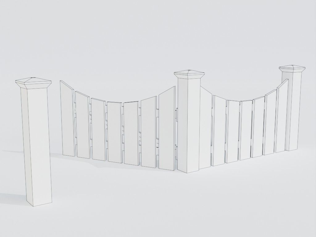 Low poly set of fences Low-poly 3D model_38