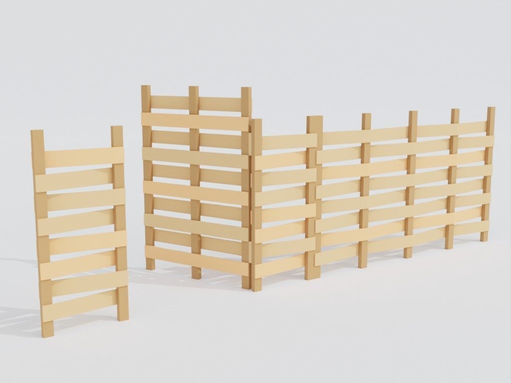 Low poly set of fences Low-poly 3D model_25