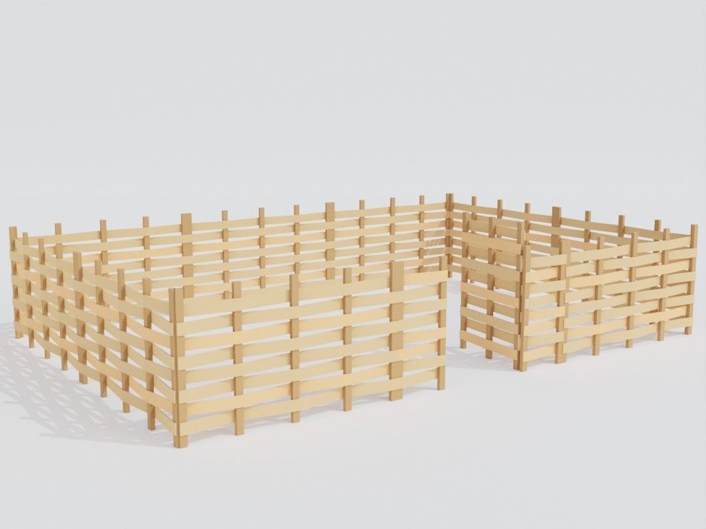 Low poly set of fences Low-poly 3D model_27