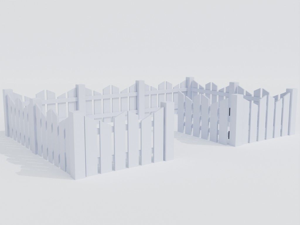 Low poly set of fences Low-poly 3D model_42