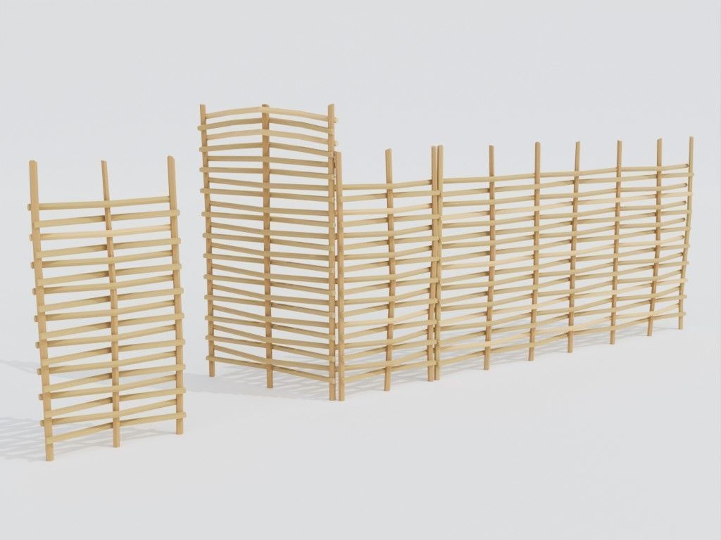 Low poly set of fences Low-poly 3D model_22