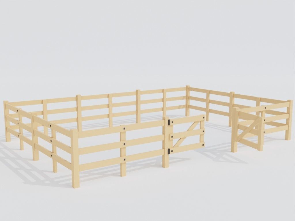 Low poly set of fences Low-poly 3D model_11
