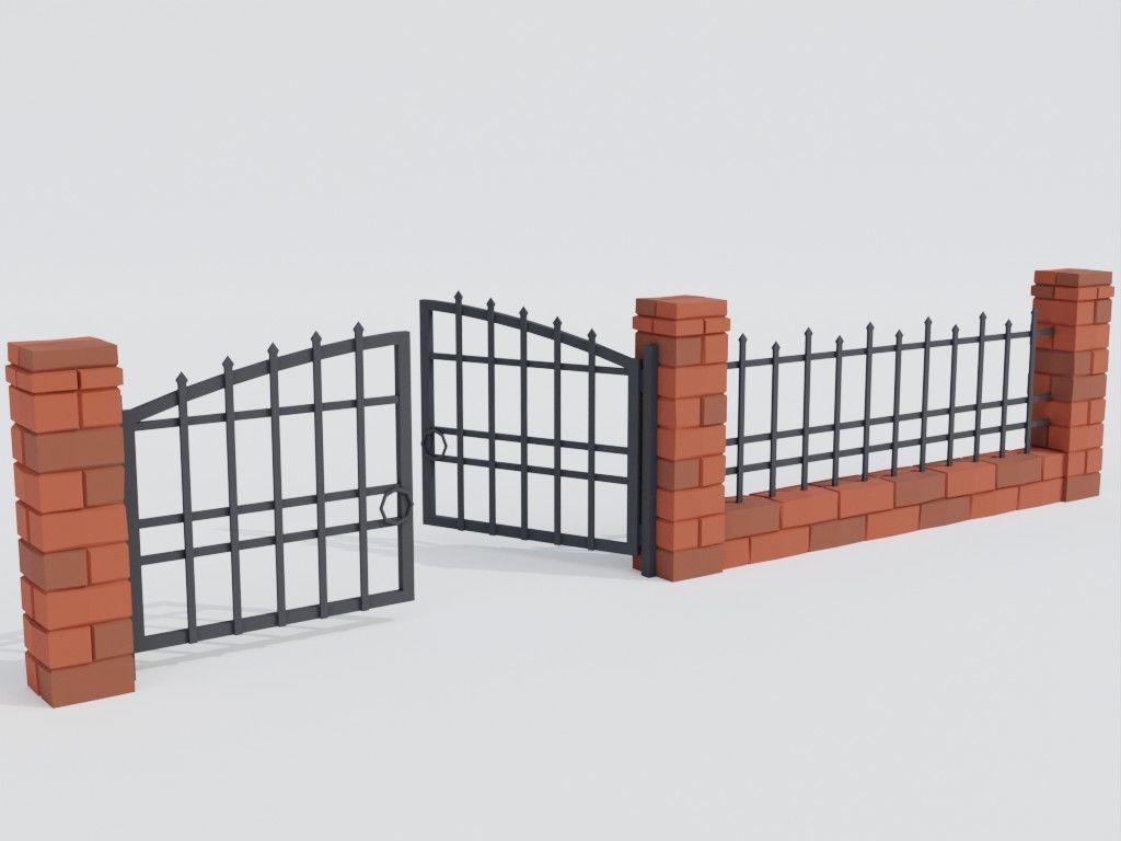 Low poly set of fences Low-poly 3D model_12