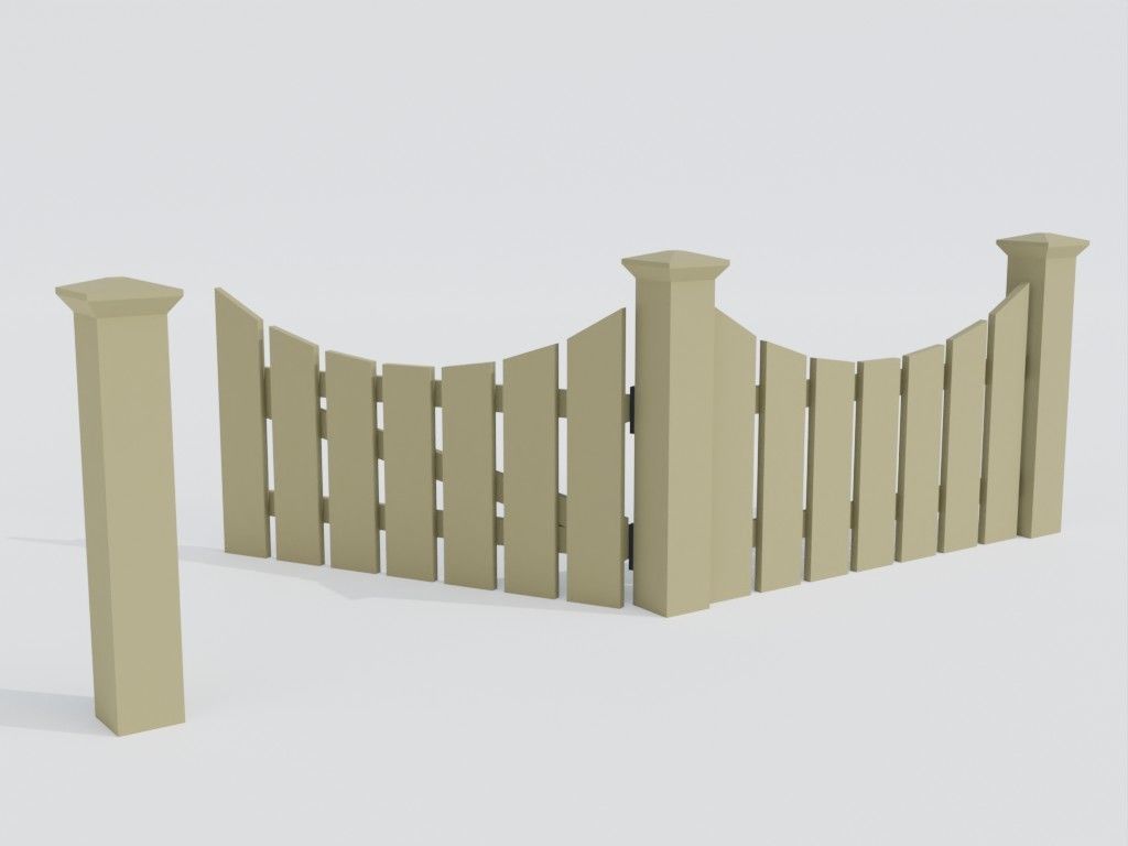 Low poly set of fences Low-poly 3D model_37