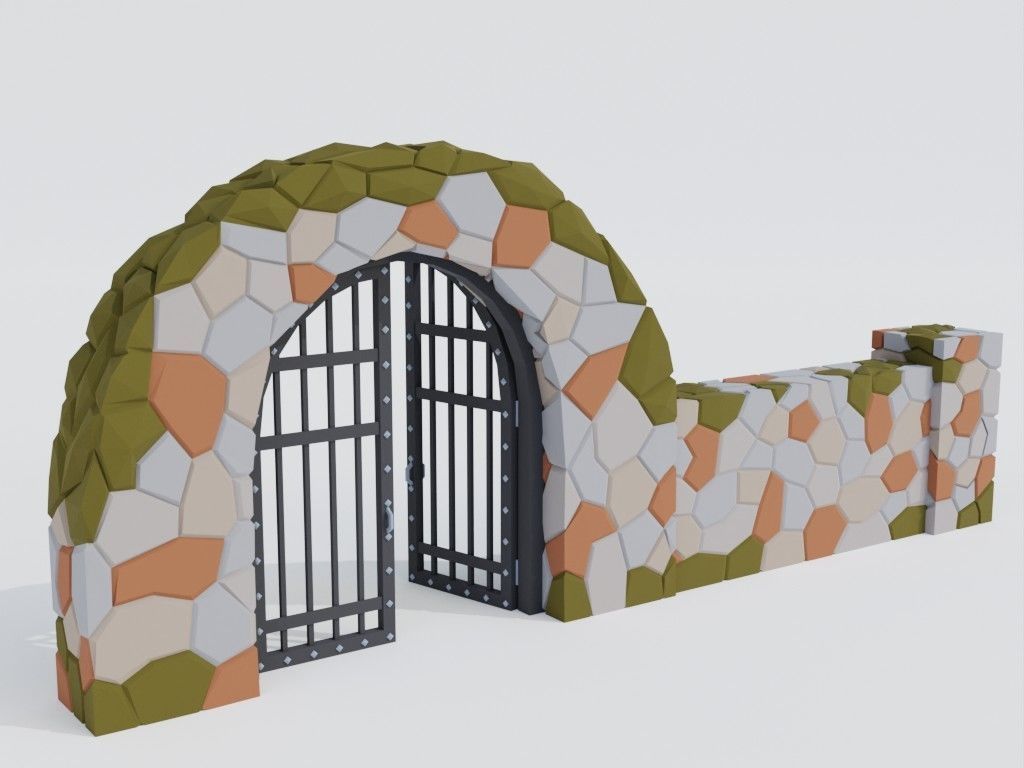 Low poly set of fences Low-poly 3D model_28
