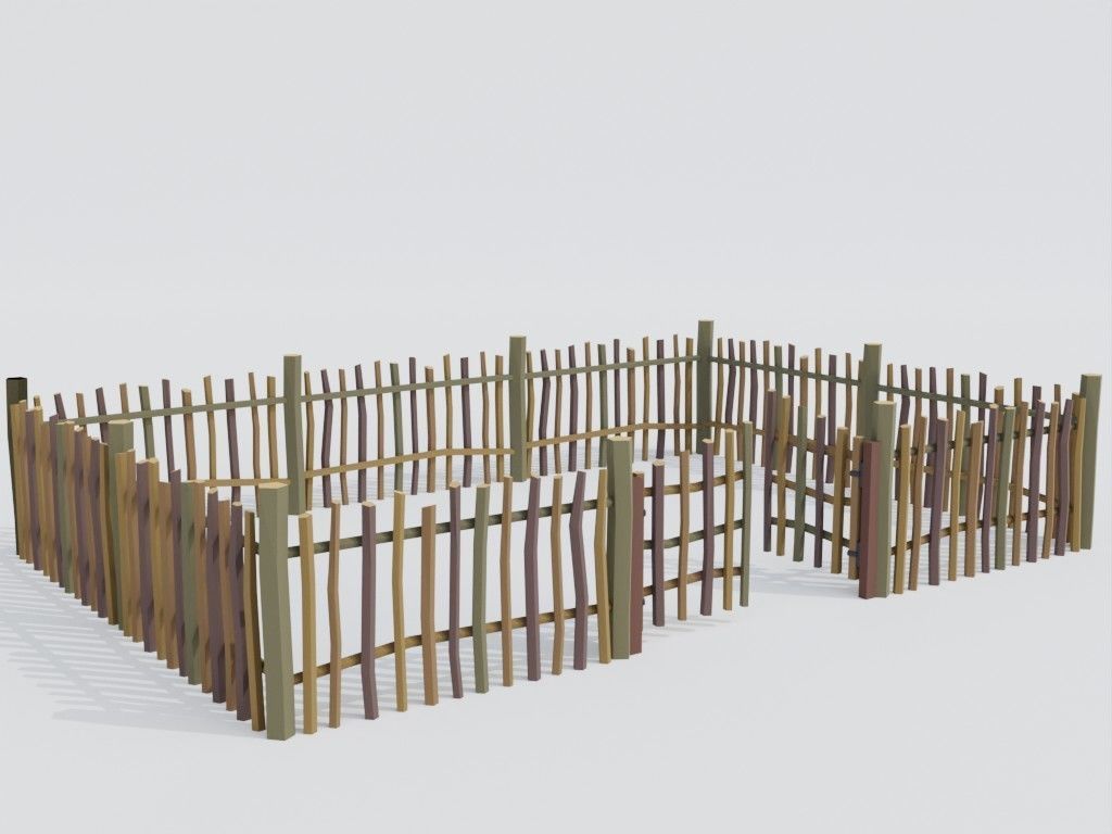 Low poly set of fences Low-poly 3D model_18