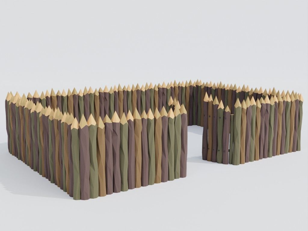 Low poly set of fences Low-poly 3D model_15