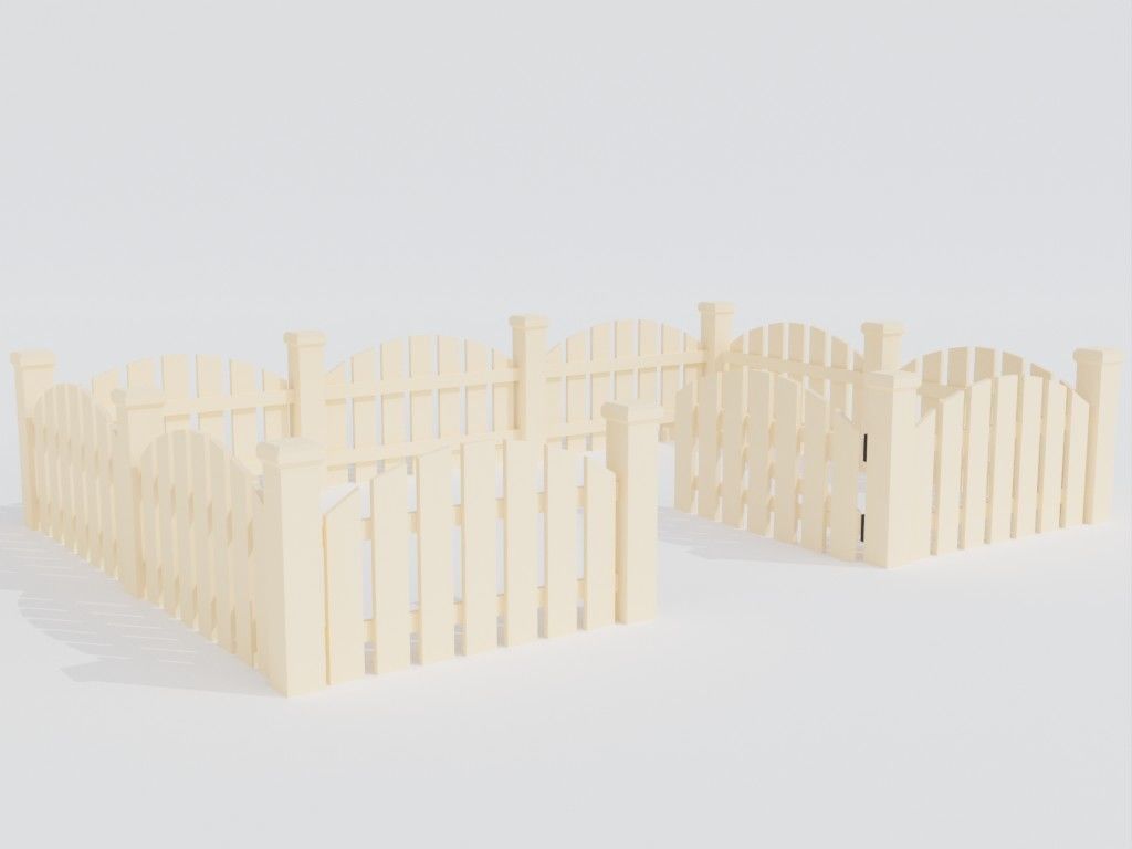 Low poly set of fences Low-poly 3D model_36