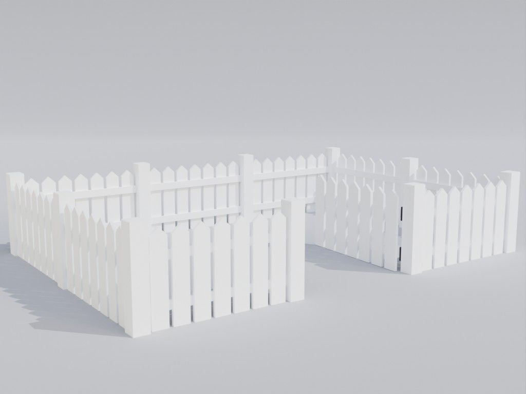 Low poly set of fences Low-poly 3D model_33