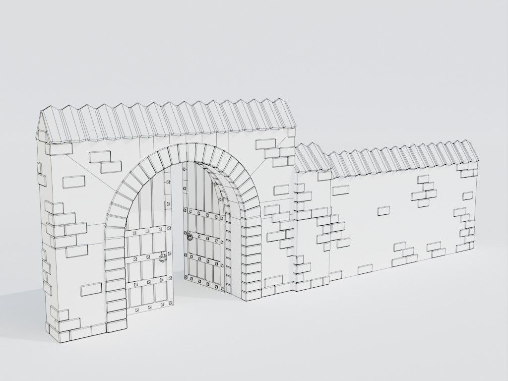 Low poly set of fences Low-poly 3D model_4