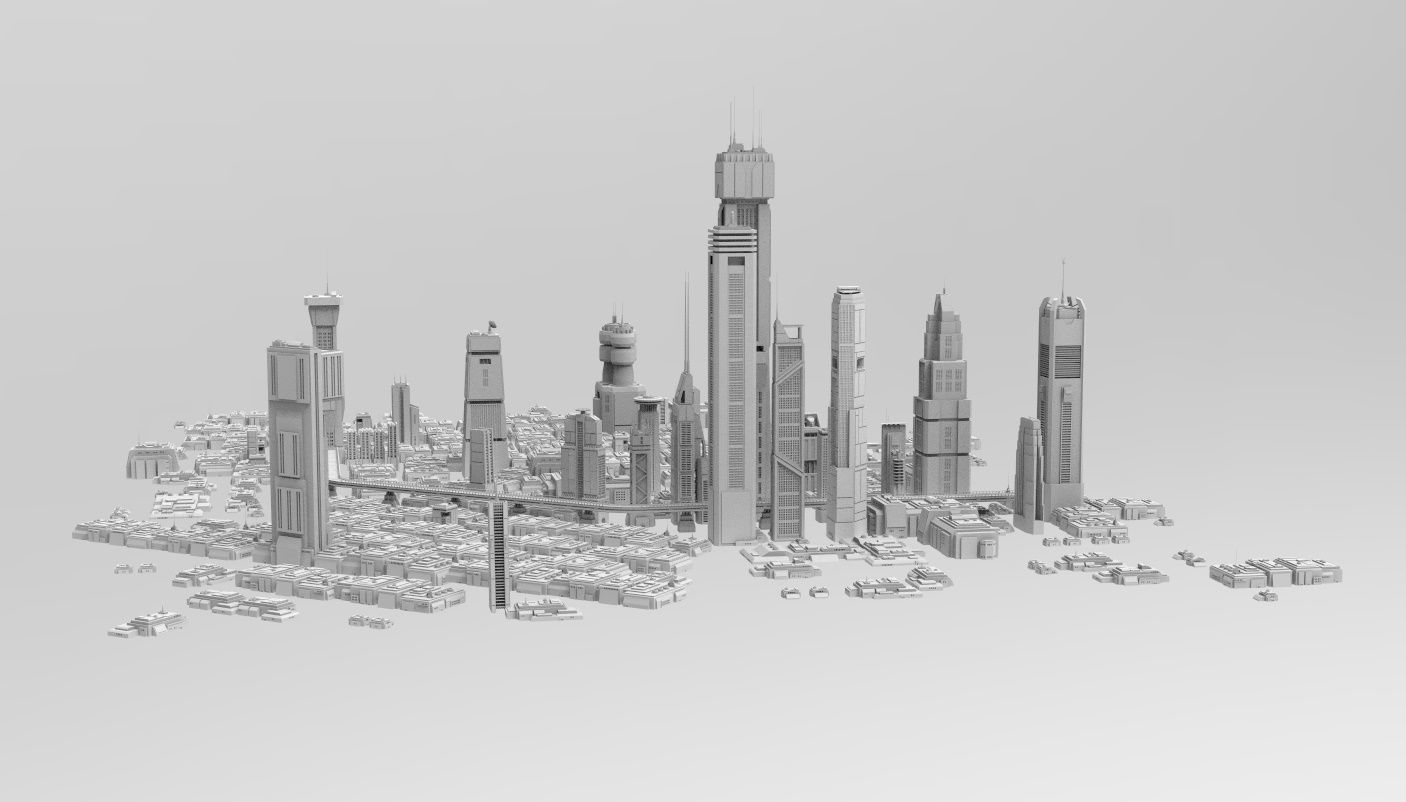 SCI-FI CITY FUTURISTIC  Low-poly 3D model_2