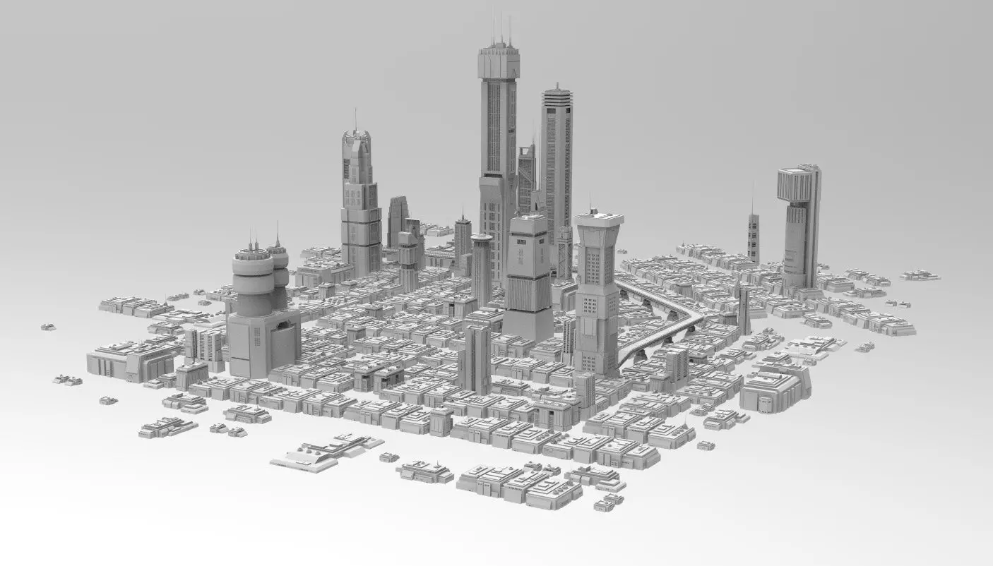SCI-FI CITY FUTURISTIC  Low-poly 3D model_0