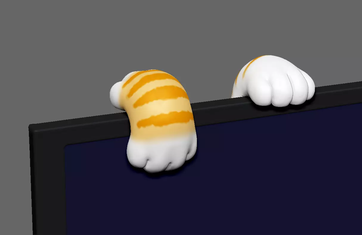 Cute Cat Feet for Monitor Climb STL 3D print model