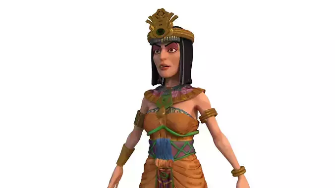 egypt queen cartoon rigged character 3D model