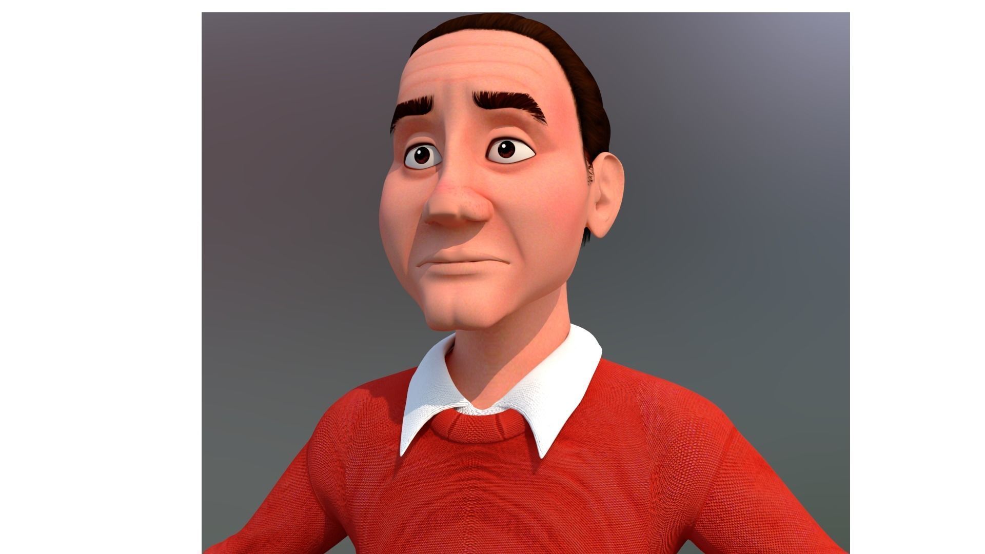 fisherman A  cartoon rigged character 3D model_1