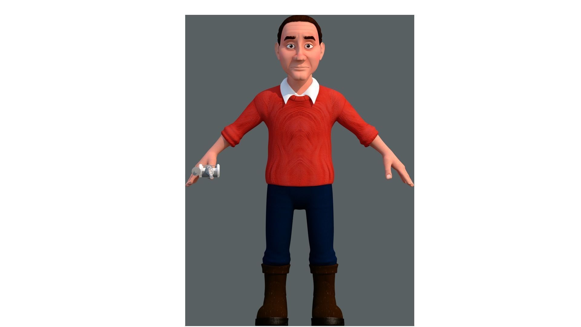 fisherman A  cartoon rigged character 3D model_4