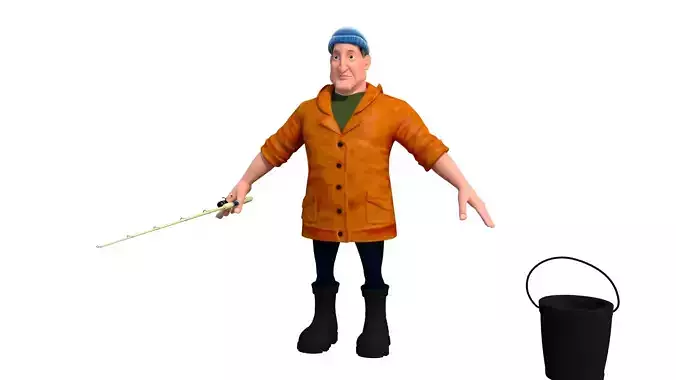 fisherman B  cartoon rigged character