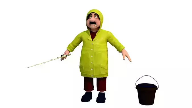 fisherman C  cartoon rigged character