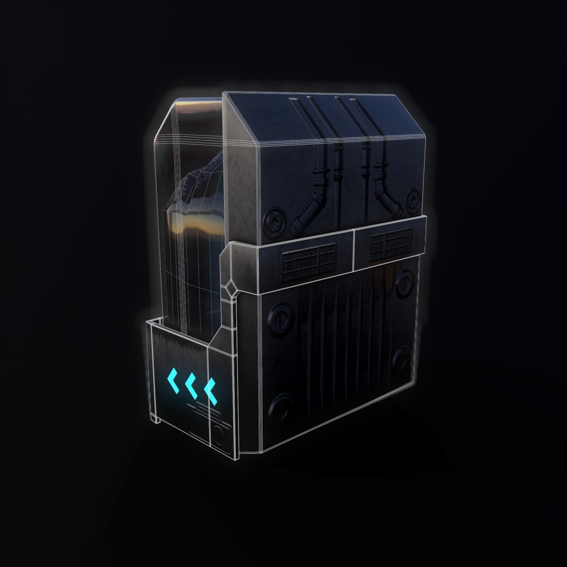 Sci-fi Water tank Low-poly 3D model_8