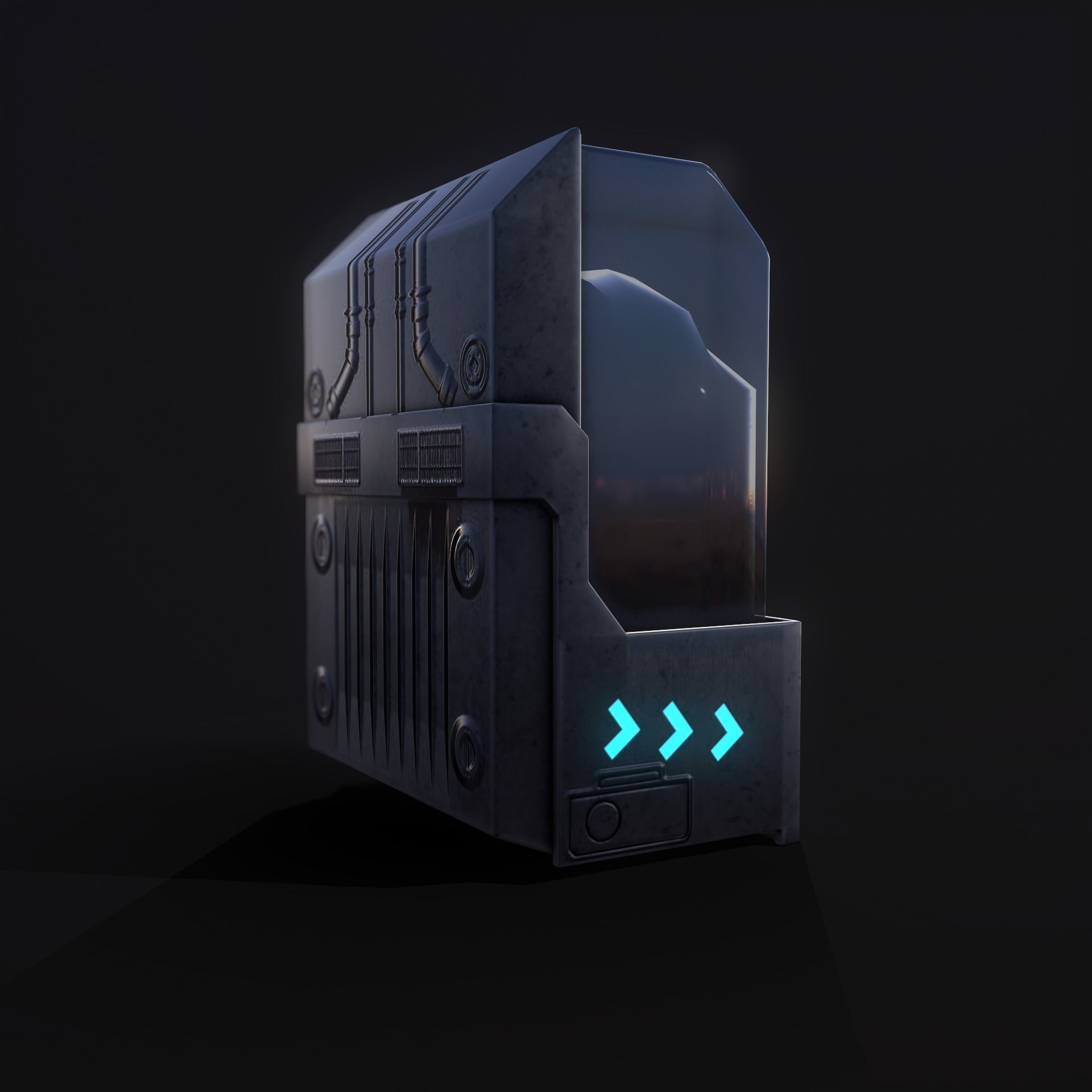 Sci-fi Water tank Low-poly 3D model_4