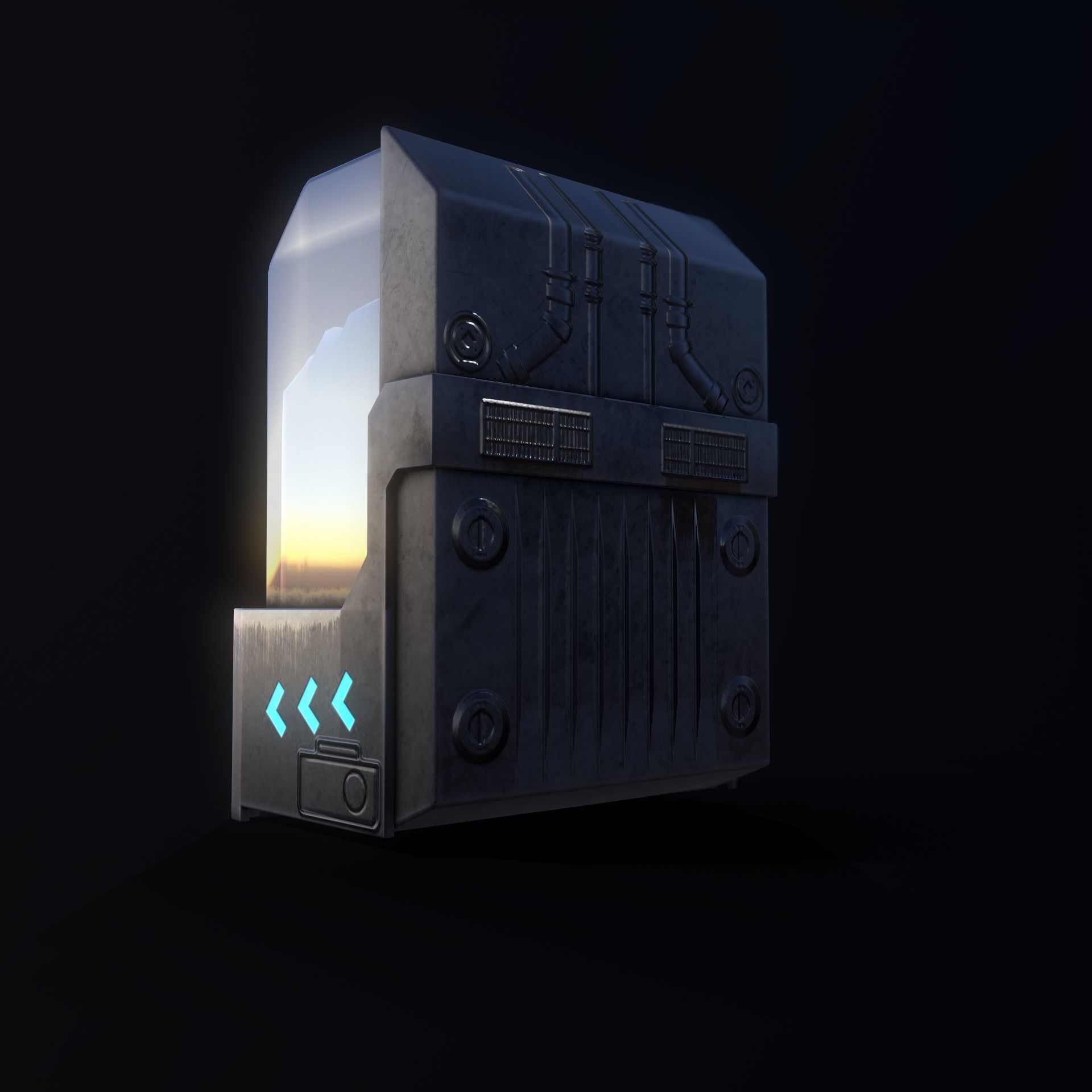 Sci-fi Water tank Low-poly 3D model_3