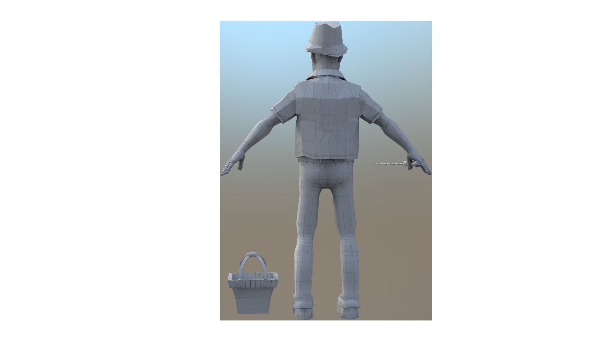 fisherman  D cartoon rigged character 3D model_6