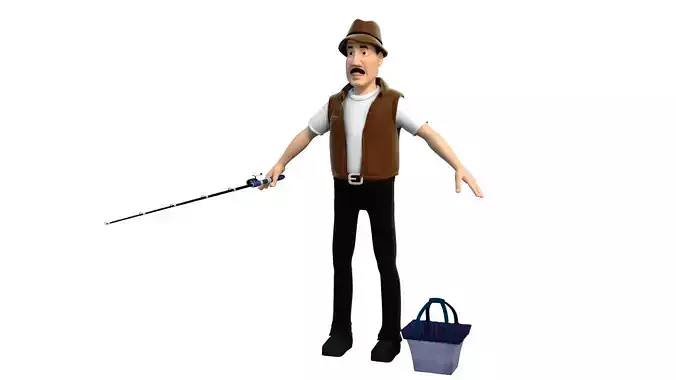 fisherman  D cartoon rigged character