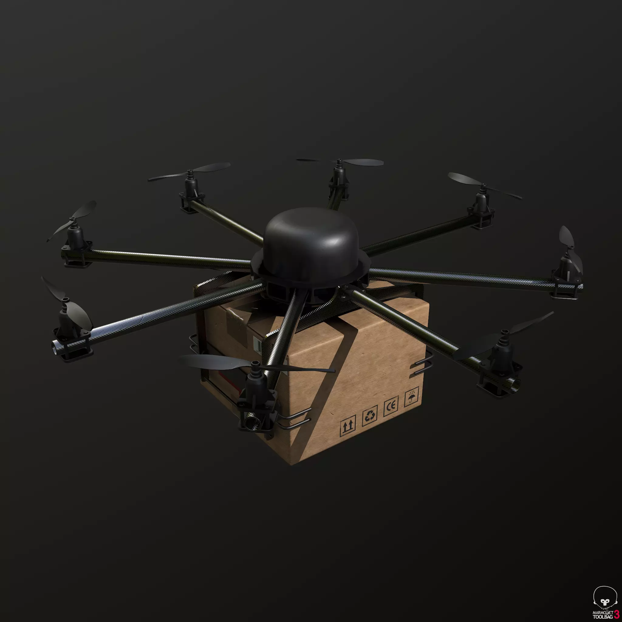Cargo drone-medic and package 3D model_0