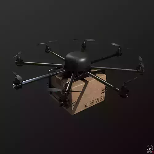Cargo drone-medic and package 3D model