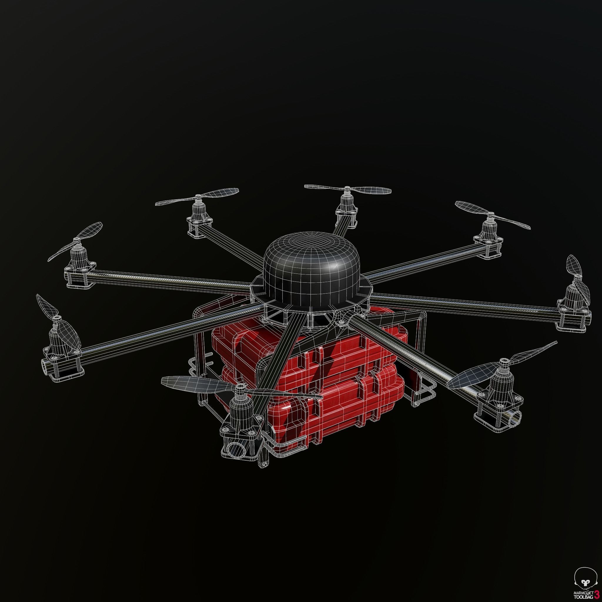 Cargo drone-medic and package 3D model_6