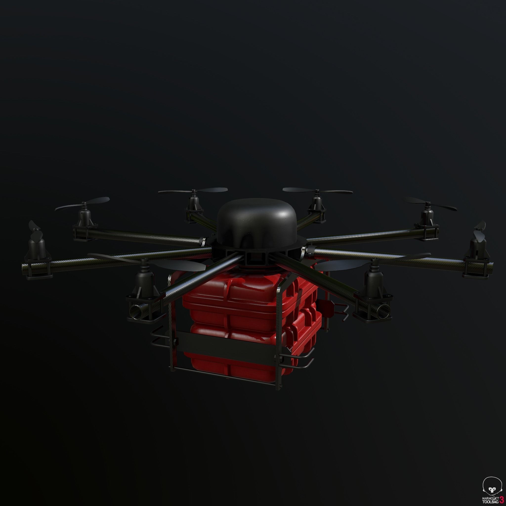 Cargo drone-medic and package 3D model_5