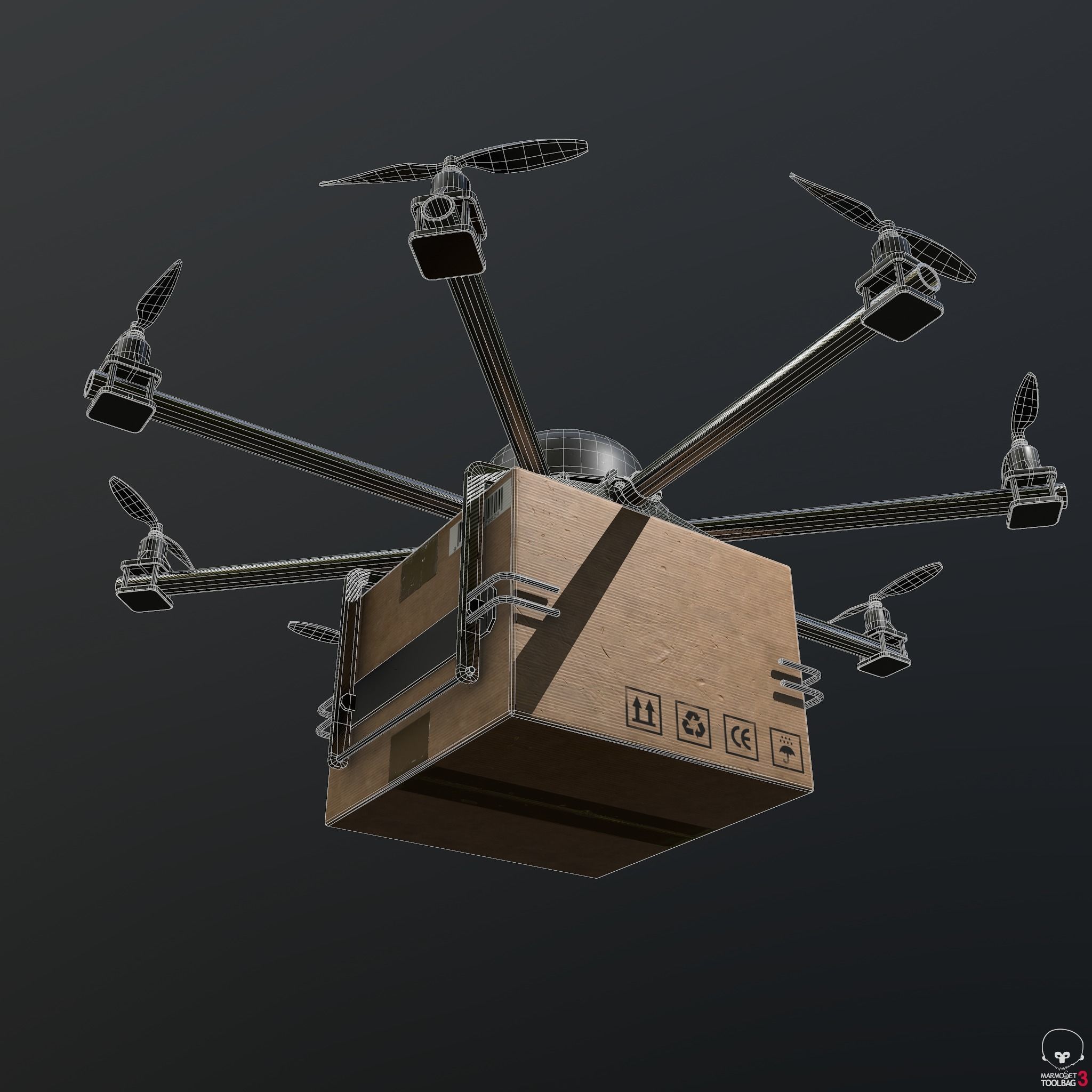 Cargo drone-medic and package 3D model_8