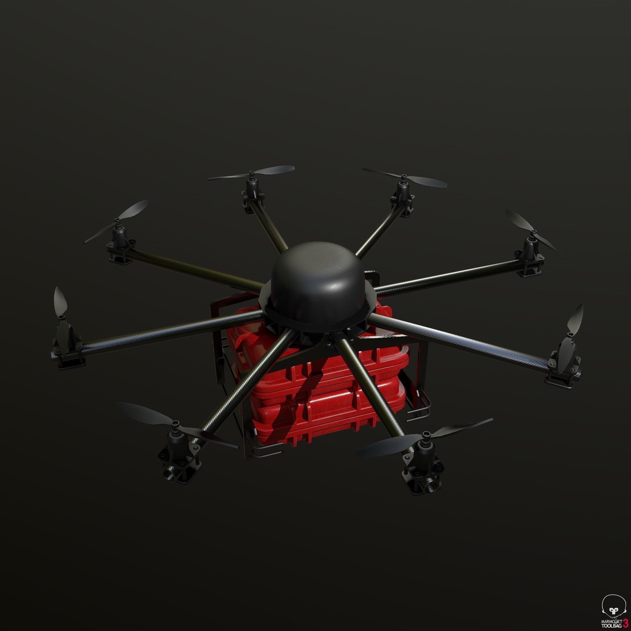 Cargo drone-medic and package 3D model_3