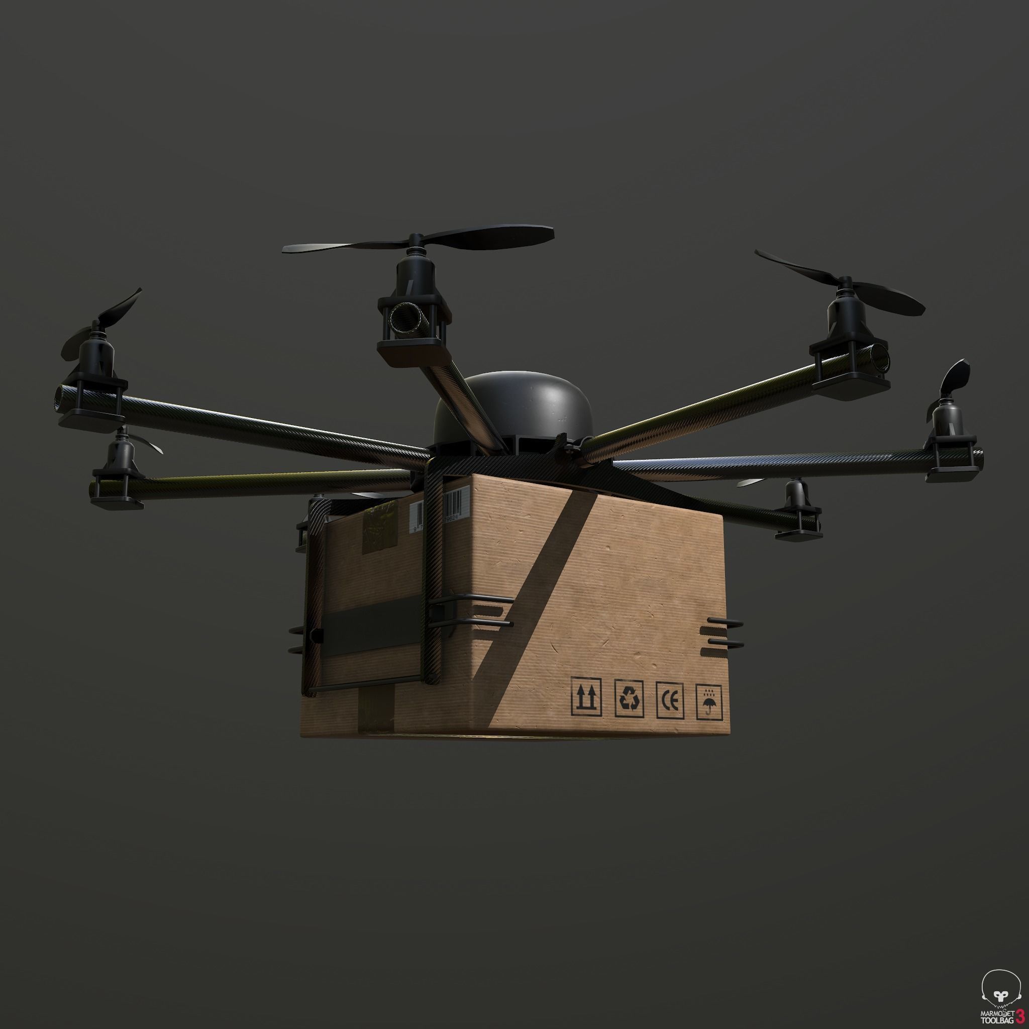 Cargo drone-medic and package 3D model_1