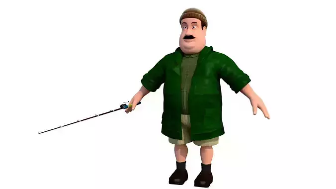 fisherman  E cartoon rigged character