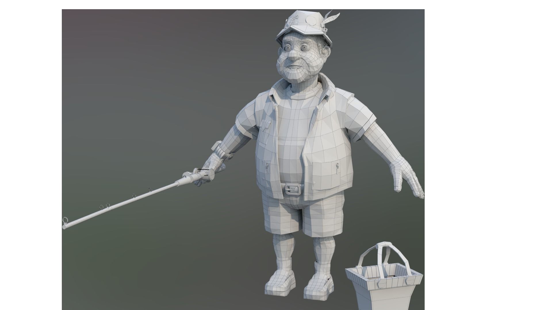 fisherman  F cartoon rigged character 3D model_5