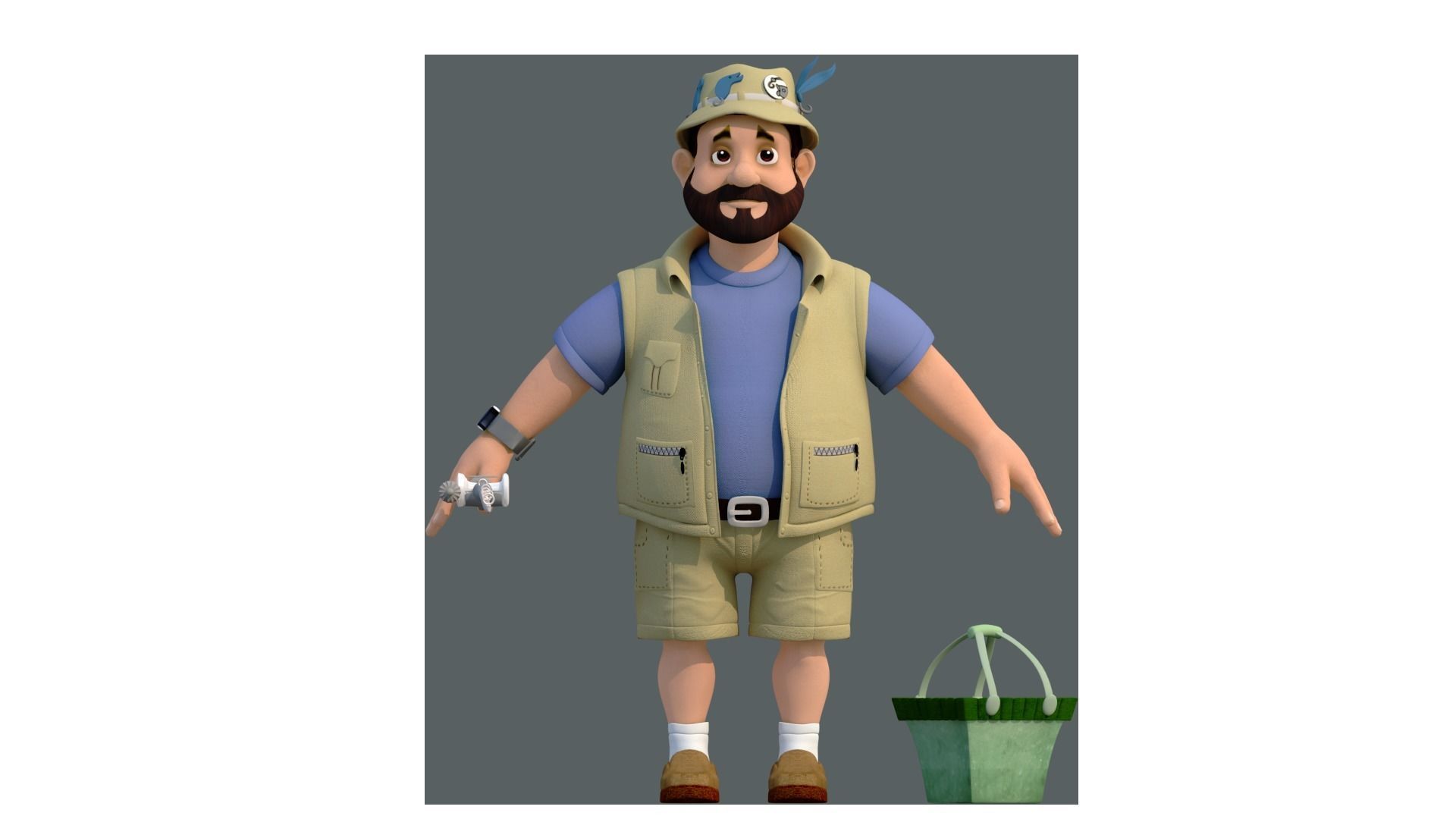 fisherman  F cartoon rigged character 3D model_4