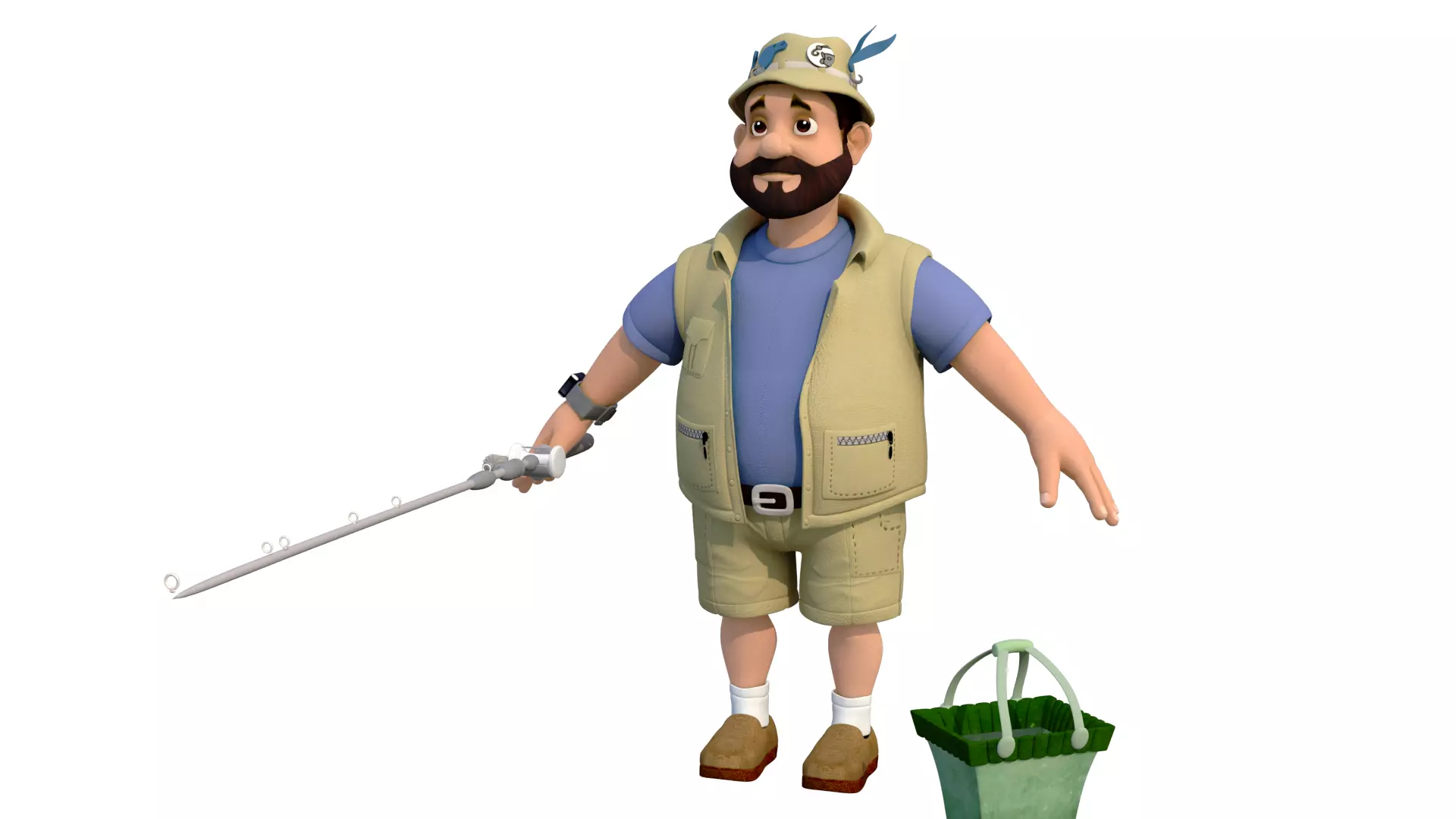fisherman  F cartoon rigged character 3D model_0