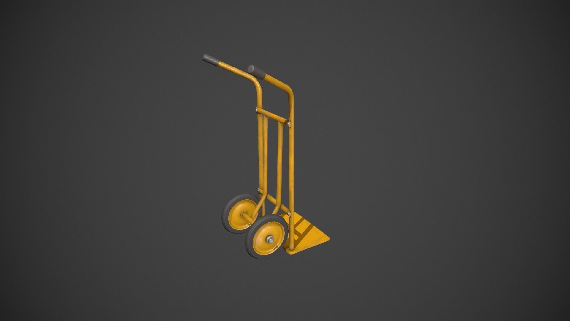 Yellow Sack Truck Low-poly 3D model_8