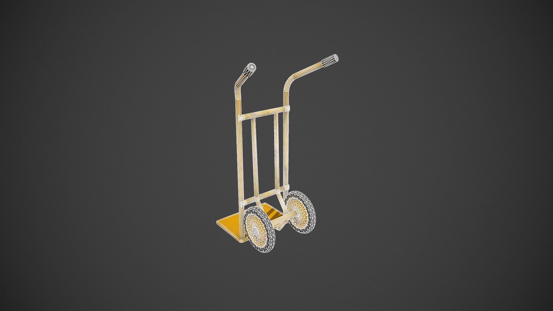 Yellow Sack Truck Low-poly 3D model_17