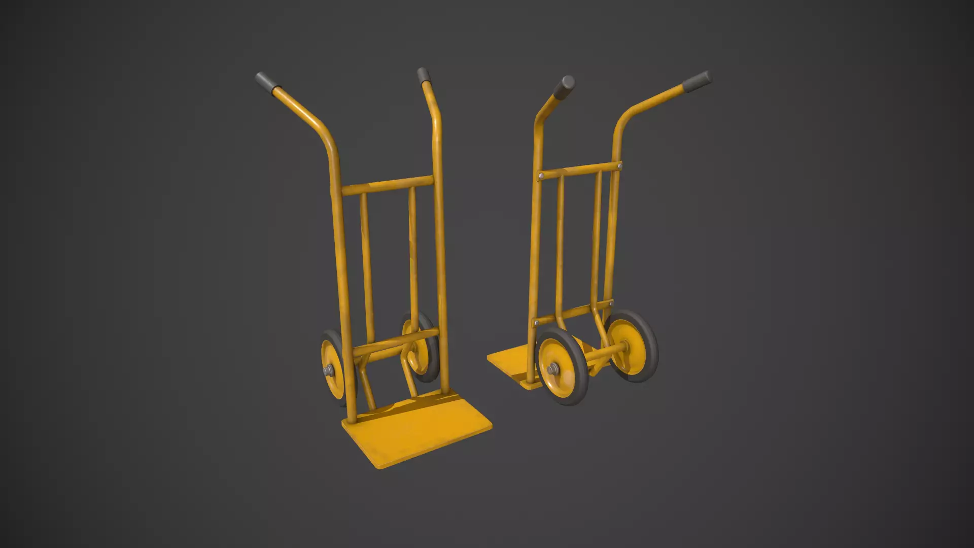Yellow Sack Truck Low-poly 3D model_0
