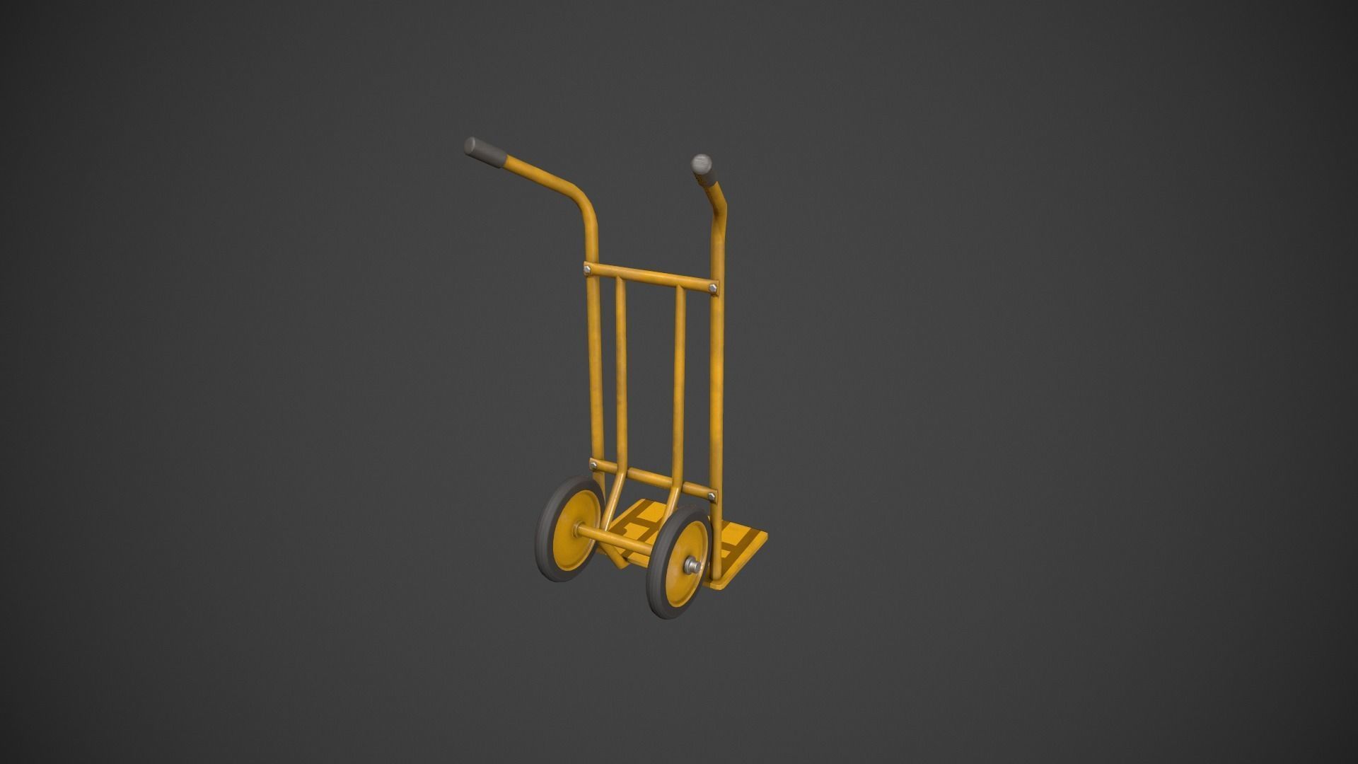 Yellow Sack Truck Low-poly 3D model_7