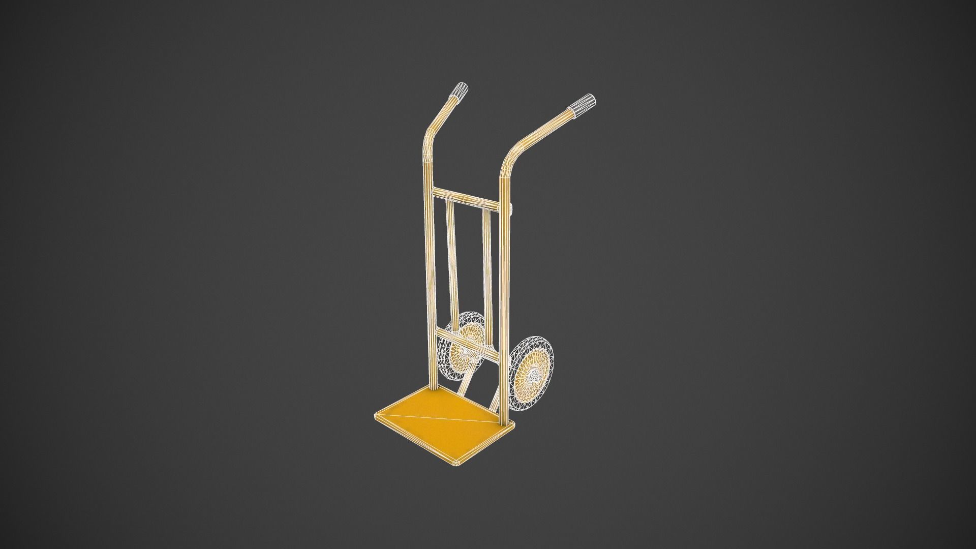 Yellow Sack Truck Low-poly 3D model_14