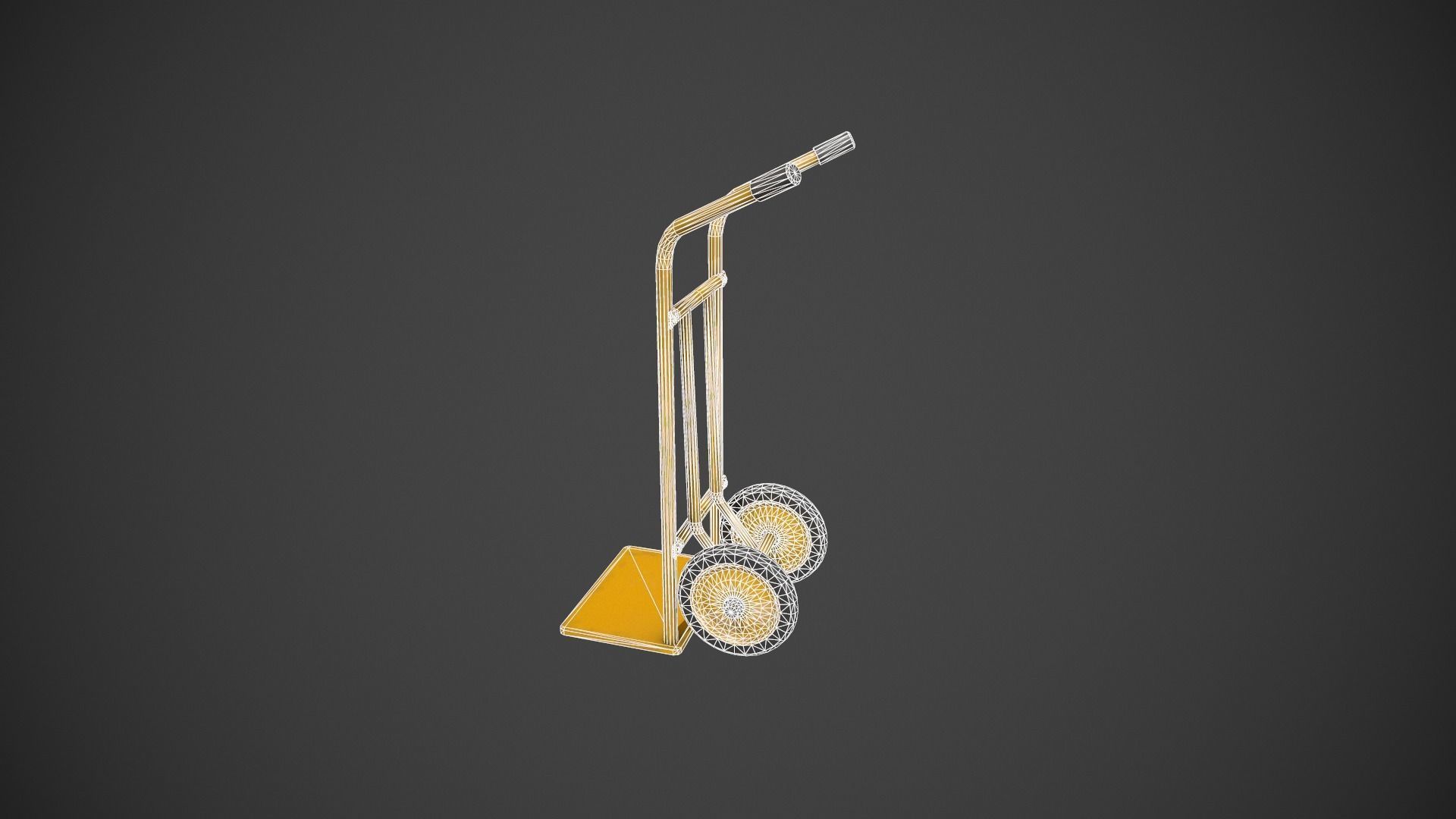 Yellow Sack Truck Low-poly 3D model_16