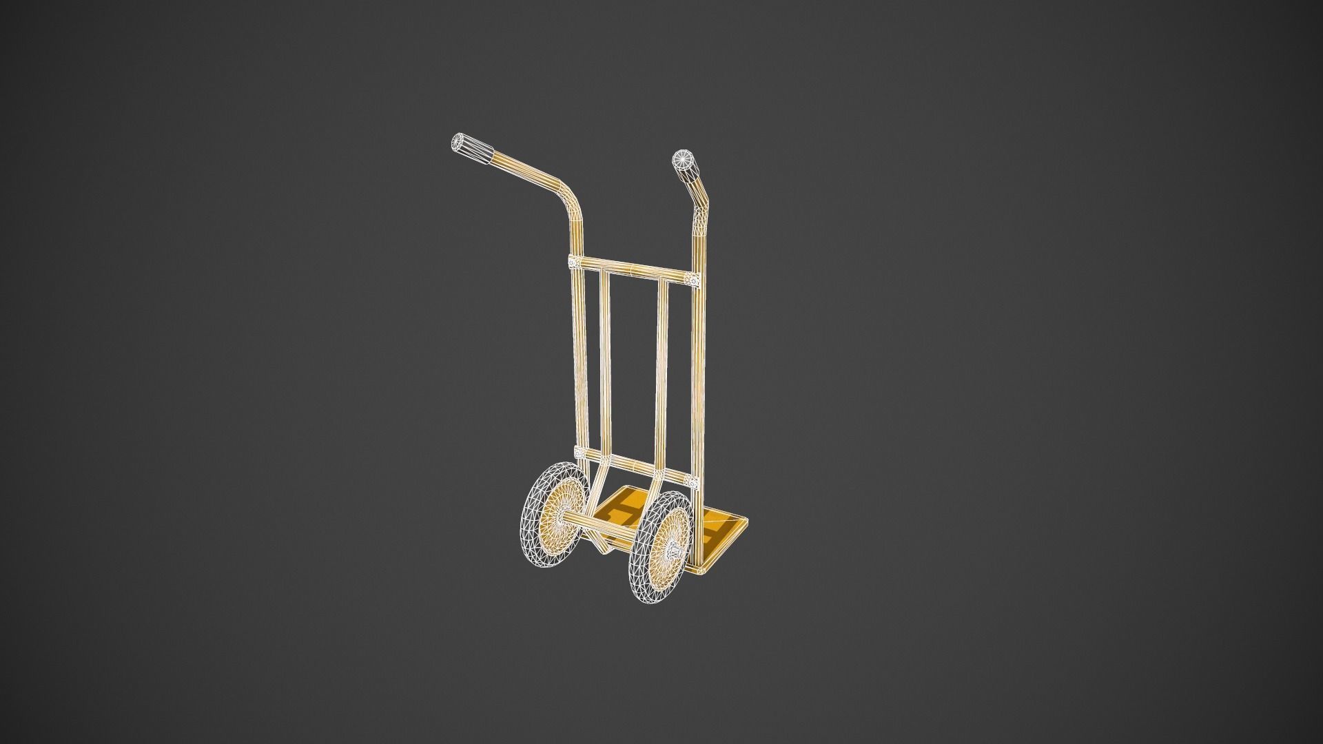 Yellow Sack Truck Low-poly 3D model_19