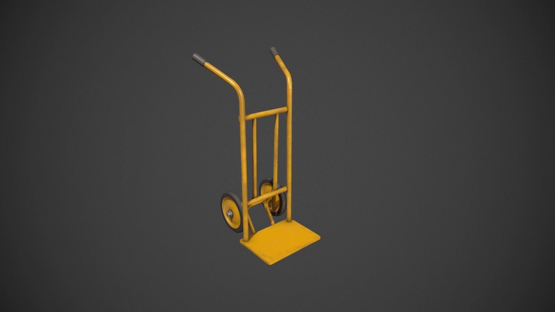 Yellow Sack Truck Low-poly 3D model_10