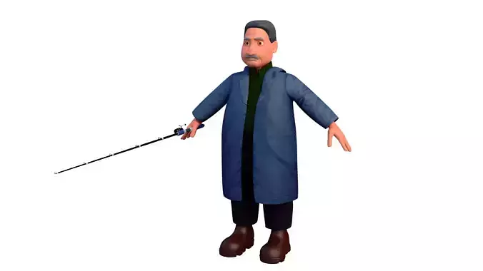 fisherman H cartoon rigged character