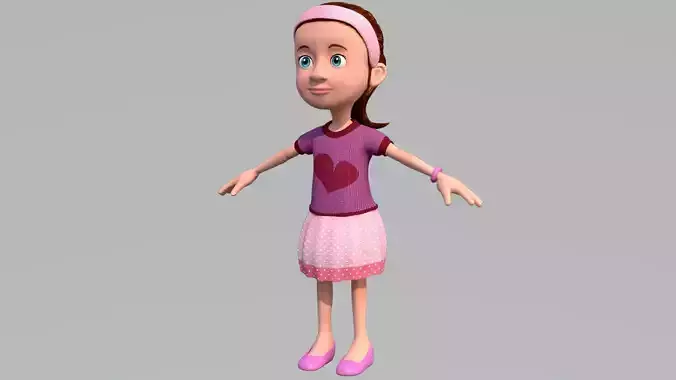 cute girl cartoon rigged character