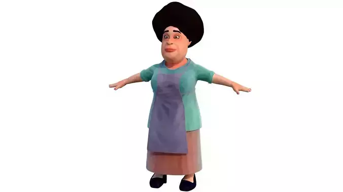 grand mother cartoon rigged character